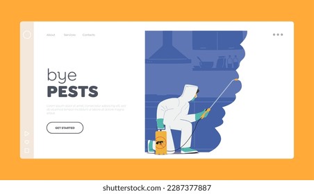 Healthy Living Environment Landing Page Template. Pest Control Service For A House Identifying And Eliminating Pests, Insects And Termites to Spread Of Diseases. Cartoon Vector Illustration