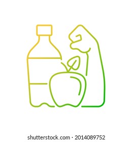 Healthy living gradient linear vector icon. Staying hydrated. Well-balanced diet. Getting regular exercise. Thin line color symbols. Modern style pictogram. Vector isolated outline drawing