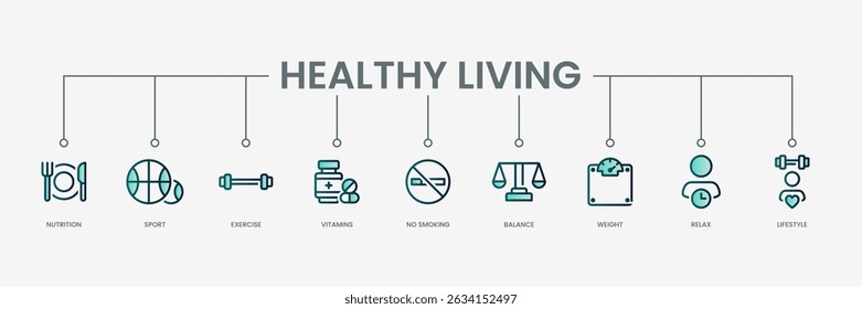 Healthy living set icon with modern green concept