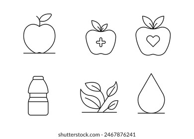 Healthy Living and Wellness Icons for Nutritional and Environmental Education