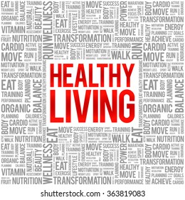 Healthy Living Word Cloud Background Health Stock Vector (Royalty Free ...