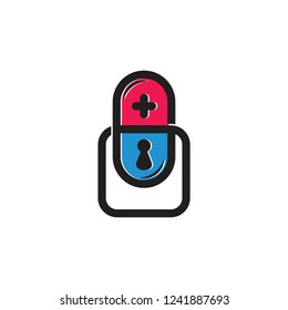 healthy lock simple line art logo 