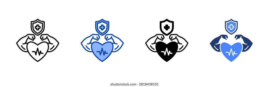 Healthy Longevity Icon with Style Variations