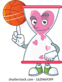 a Healthy love clock sand cartoon character playing basketball