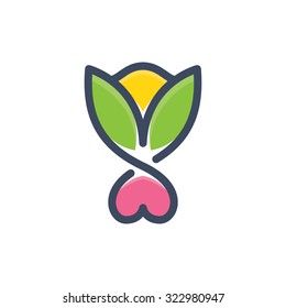 Healthy Love Heart Shape Flower Icon Simple Elements Logo