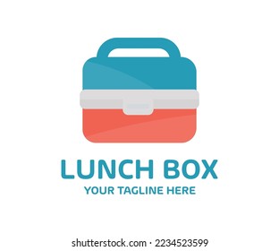 Healthy Lunch Box logo design. Plastic container for food. Snacks Bags with Healthy Food vector design and illustration.
