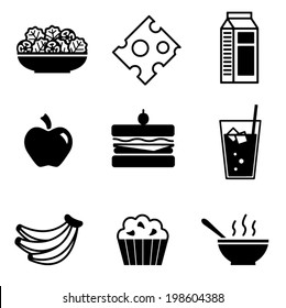 Healthy lunch foods vector icons