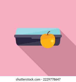 Healthy lunchbox icon flat vector. Food box. Meal bag