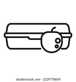 Vector de contorno de icono de lunchbox saludable. Comida. Bolsa de comida