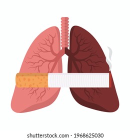 Healthy Lung and disease lung with Cigarette butt 