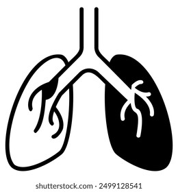 The healthy lung is filled with white lines, while the unhealthy lung is completely black, symbolizing the effects of smoking or other harmful substances on the lungs.