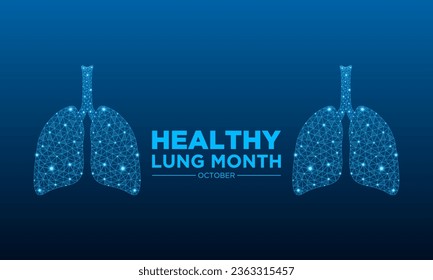 Healthy lung month is observed every year in october. Vector illustration on the theme of Healthy lung month banner, greeting card, poster with healthy lungs.