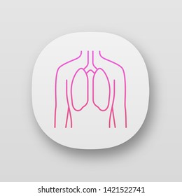 Healthy lungs app icon. Human organ in good health. People wellness. Functioning pulmonary system. Respiratory health. UI/UX user interface. Web or mobile applications. Vector isolated illustrations