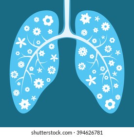 Healthy lungs. Cartoon vector illustration