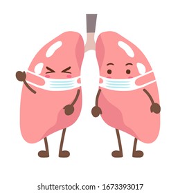 Vektor Stok Disease Lungs Character Design Vector Illustration Tanpa