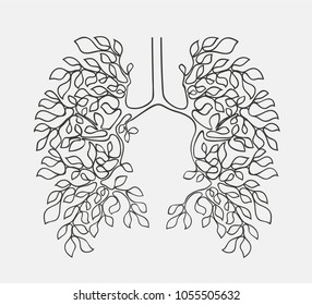 Healthy Lungs Concept Vector.Fresh Clean Air Ecology Concept Illustration. Tree Branches Like A Respiratory System.