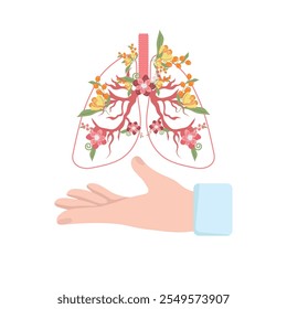 Healthy lungs with flowers decoration