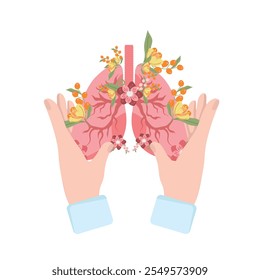Healthy lungs with flowers decoration