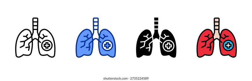 Healthy Lungs icon set multiple style collection