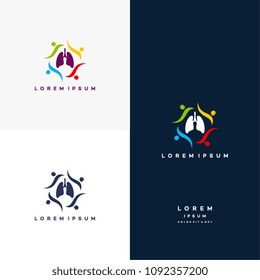 Healthy lungs logo designs vector, Lungs people logo, design concept, logo, logotype element for template