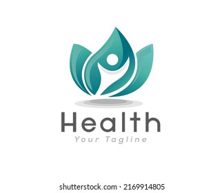 Healthy Man figure on leaves logo icon symbol template illustration inspiration Ecological biological concept