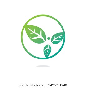 Healthy man and leaves figure vector logo design. Ecological and biological product concept sign. Ecology symbol. Human character icon. Logo for spa, healthy, nature and etc.