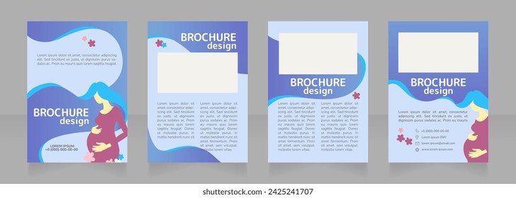 Healthy maternity blank brochure design. Template set with copy space for text. Premade corporate reports collection. Editable 4 paper pages. Rounded Mplus 1c Bold, Nunito Light fonts used