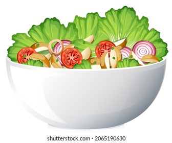 Healthy meal with fresh vegetable salad bowl illustration