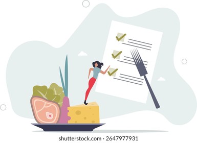 Healthy meal planning with daily food ingredients list.Weekly eating schedule with plan for slimming, detox and wellness. character life .