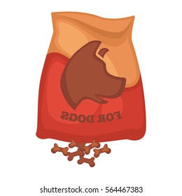 Healthy meal snack for pets. Vector icon of dog feed in dish. Doggy food snack. Cartoon pets nutrition illustration isolated on white background.