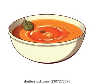 A healthy meal of vegetarian soup icon isolated