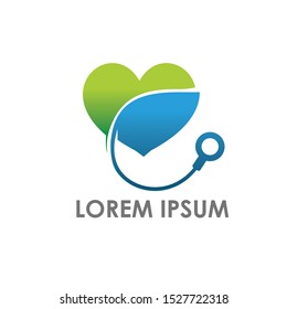 healthy medical logo with love icon design vector