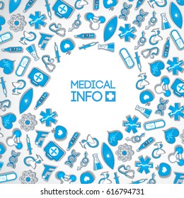Healthy medicine design concept with inscription and medical blue paper icons and elements on light background vector illustration