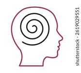Healthy mentality, clear mind, calm gaze, harmonious spiral, order in man head - vector