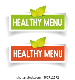 Healthy menu label vector set