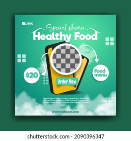 Healthy menu promotion social media instagram post banner template 