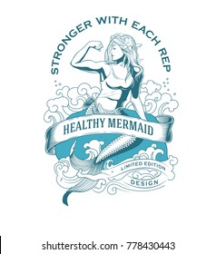 Healthy Mermaid Fitness Emblem