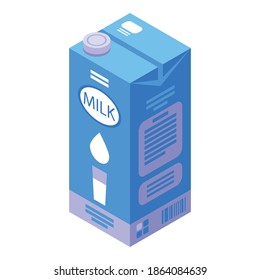 Healthy milk pack food icon. Isometric of healthy milk pack food vector icon for web design isolated on white background