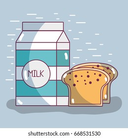 healthy milk with slice of bread food