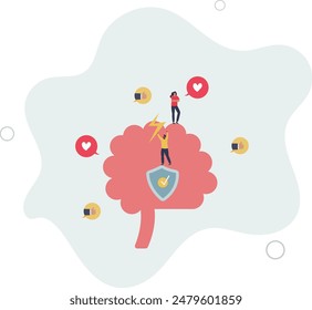 Control mental saludable para reducir la ansiedad de las redes sociales, los negocios y la vida diaria. ilustración plana.