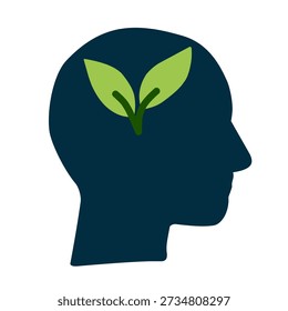 Healthy mind icon in flat style for mental wellness concept. Ideal for therapy visuals, education materials, and wellbeing apps.