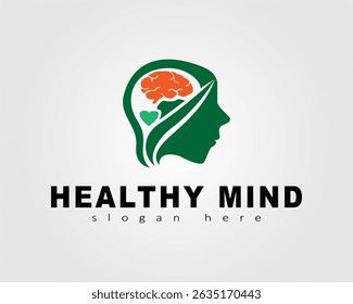 healthy mind logo vector company concept brain and health face