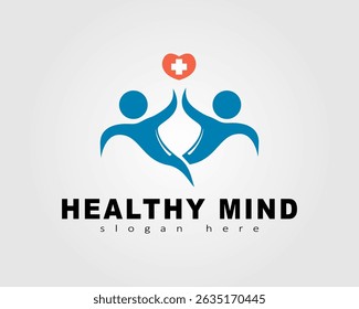 healthy mind simple concept vector logo design illustration for business company