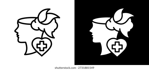 Healthy Mindset Icon whiteblack Vector Illustration