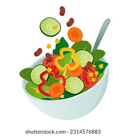 Healthy mixed salad in a bowl, diet and nutrition concept