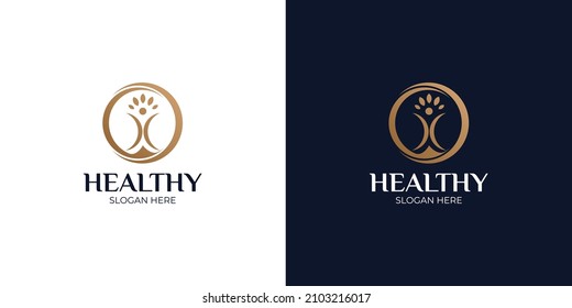 healthy modern and simple logo set