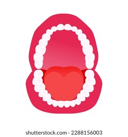 Healthy Mouth Wide Open Dental Model with Tongue. Modern Flat Vector Illustration.