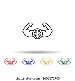 Healthy, muscle, brain multi color style icon. Simple thin line, outline vector of creative thinking icons for ui and ux, website or mobile application