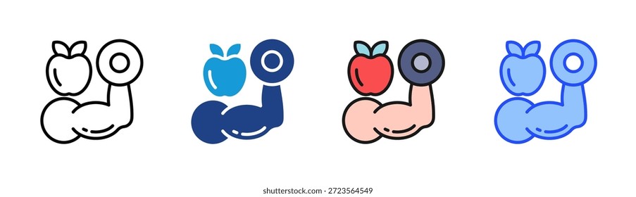 Healthy Muscle icon set multiple style collection
