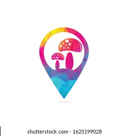 healthy mushroom map pin logo vector template. Mushroom logo.	